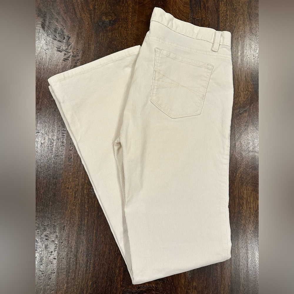 Ann Taylor Loft modern boot cream corduroy pants